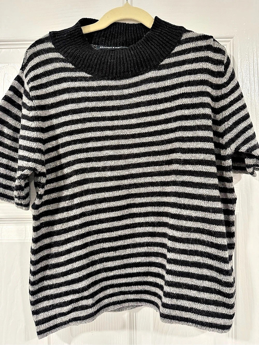 Brandy Melville Striped Short Sleeve Top in Black & Gray Like New